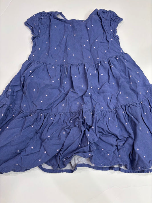 #86A girls 3T cat and jack blue dress with white polka dots