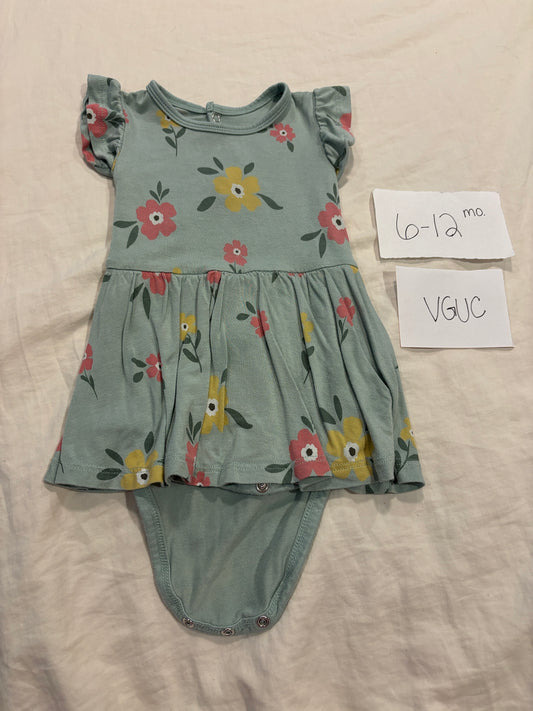#138 - 6-12 Mo - VGUC Kyte Baby - Floral SS Bodysuit Twirl - PU 45236