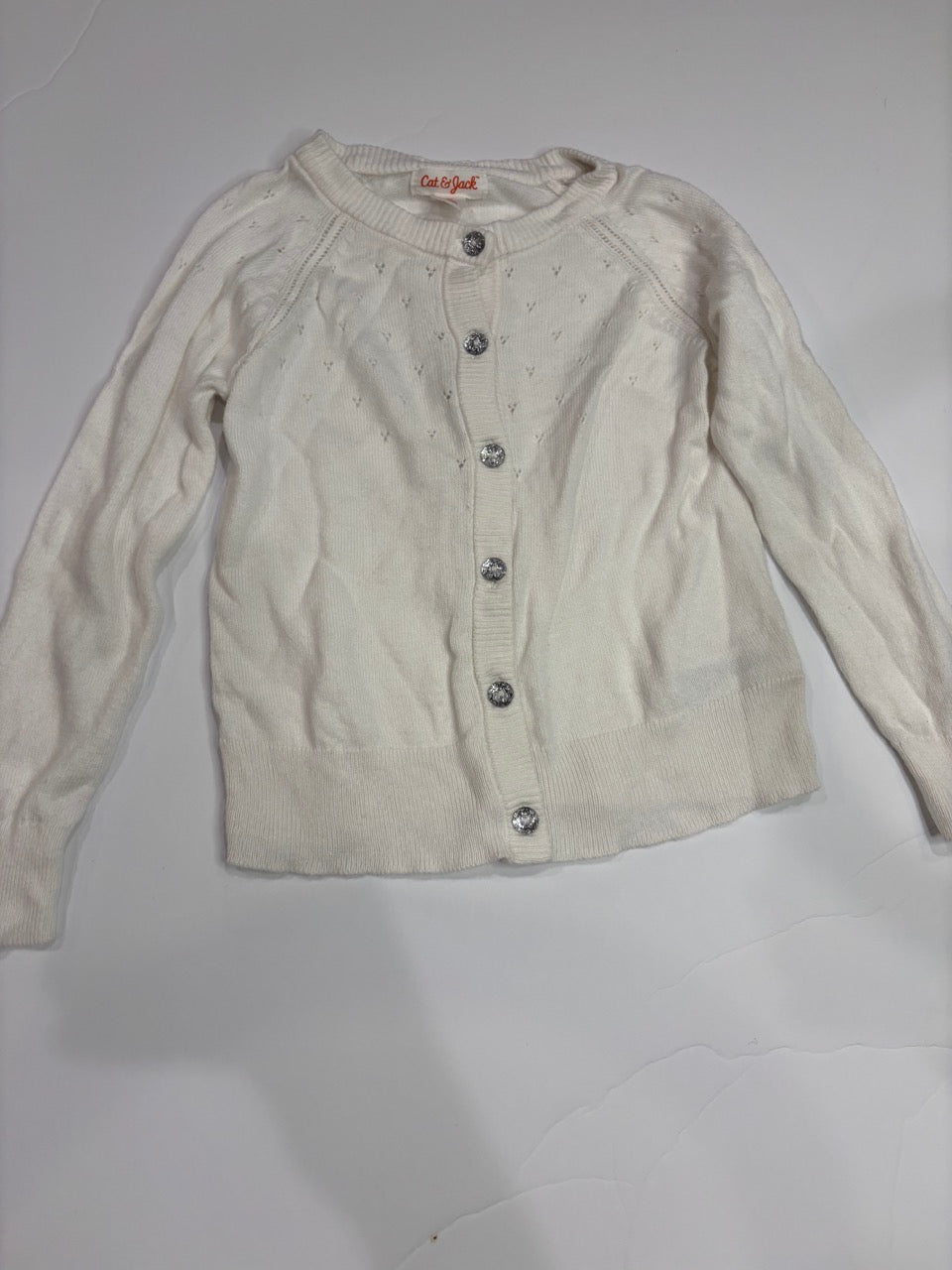 #86A girls 3T white sweater, cardigan, cat and jack