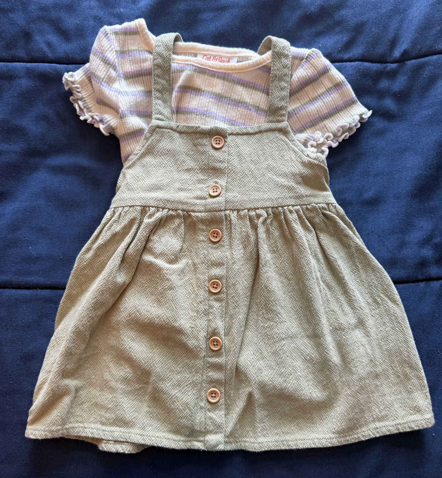 SELLER #6 C&J 12M Green Overall Outfit