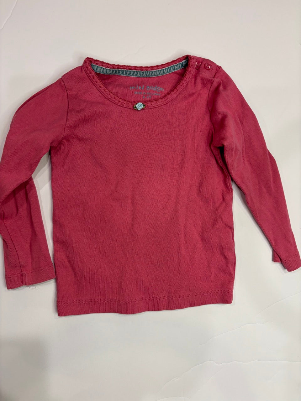 #86A girls pink longsleeve , boden, 2-3T, runs a little small in my opinion