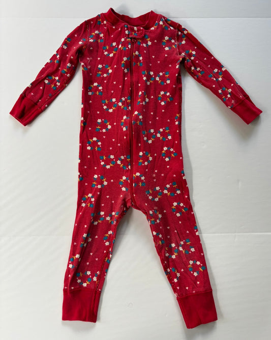 #101 Hanna Andersson Floral Zipper Sleeper Pajamas Girls Size 2T