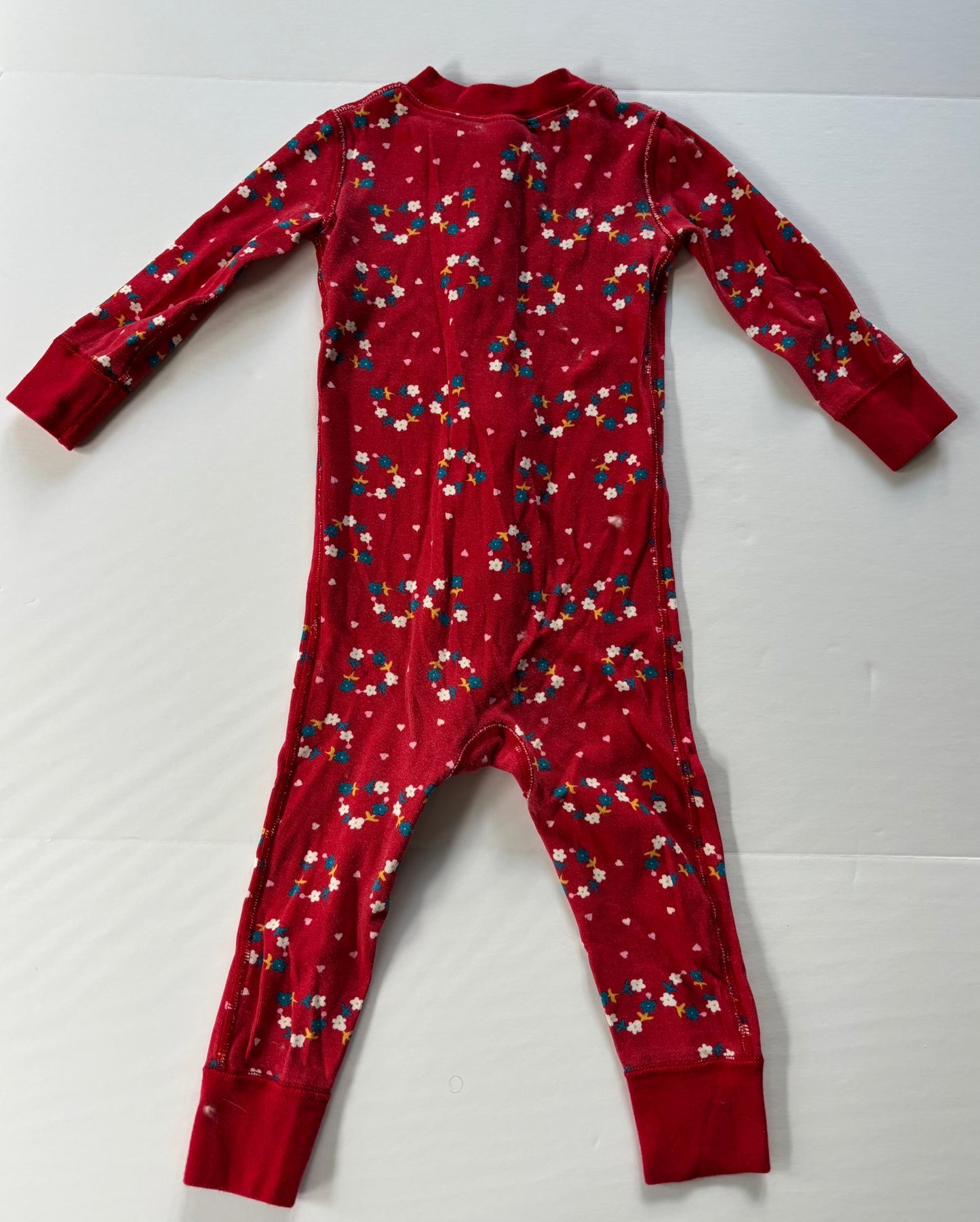 #101 Hanna Andersson Floral Zipper Sleeper Pajamas Girls Size 2T