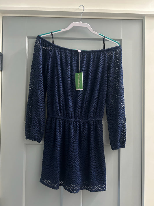 136 nwt Lilly Pulitzer navy lace romper XS