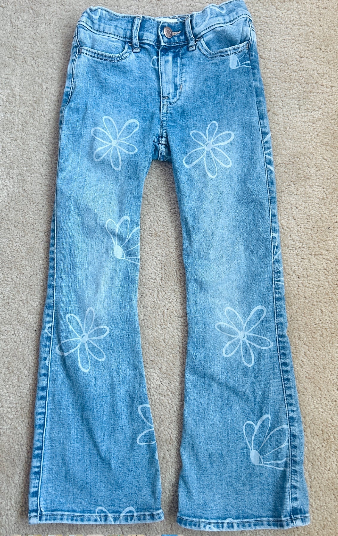#15 Abercrombie Kids 7/8 High-Rise Floral Flare Jeans (adjustable waist)