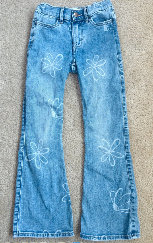 #15 Abercrombie Kids 7/8 High-Rise Floral Flare Jeans (adjustable waist)