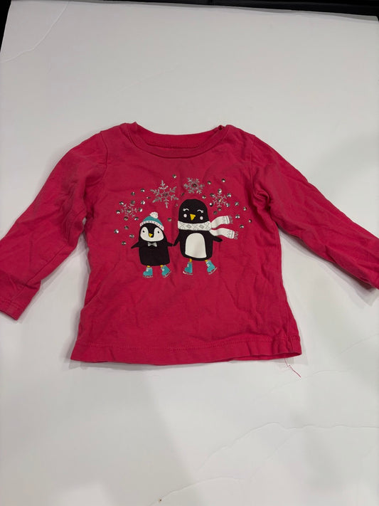 #86A 12mo girls penguin top, Carters