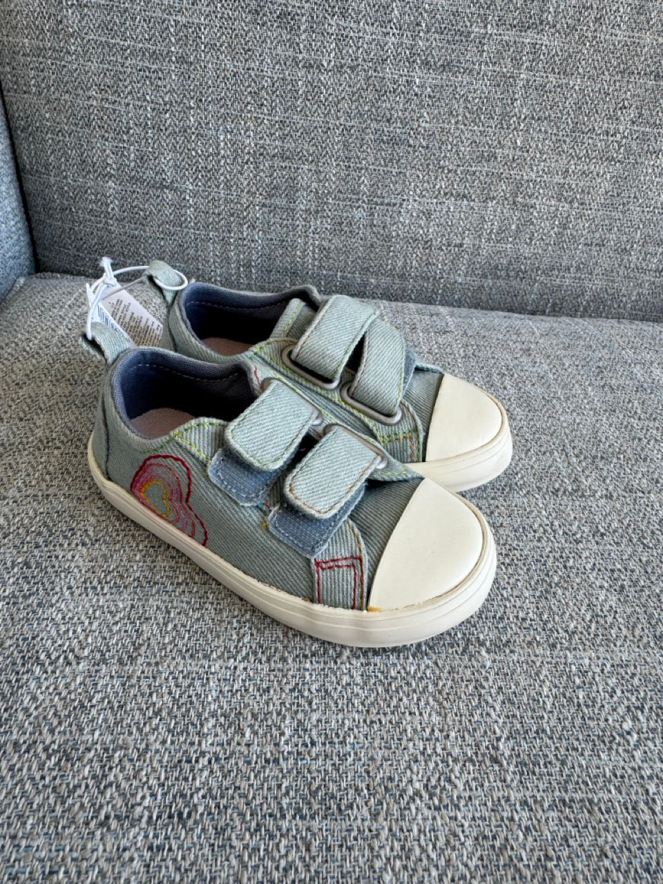 Seller #114 Old Navy Velcro Shoes denim with rainbow girls size 5