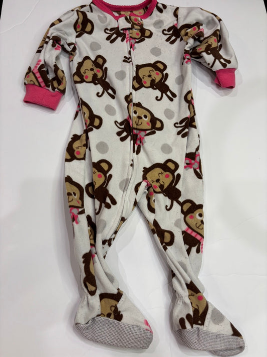 #86A monkey fleece pajamas, 12 mo, carters