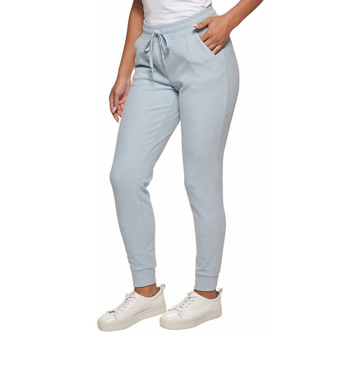 #14 NWT Women Small - Andrew Marc Fine Rib Stretch Joggers-light blue