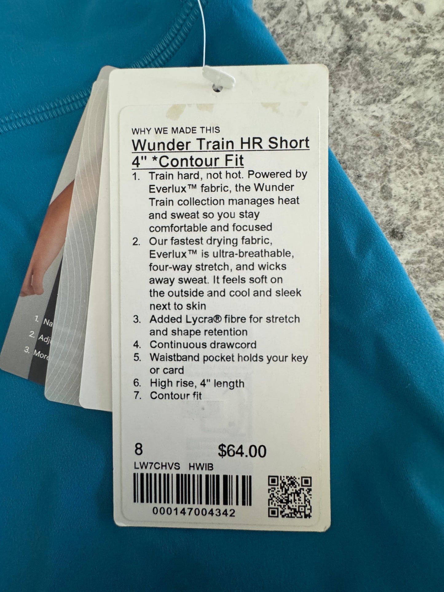 #107 REDUCED Lululemon Wunder Train 4” size 8 NWT