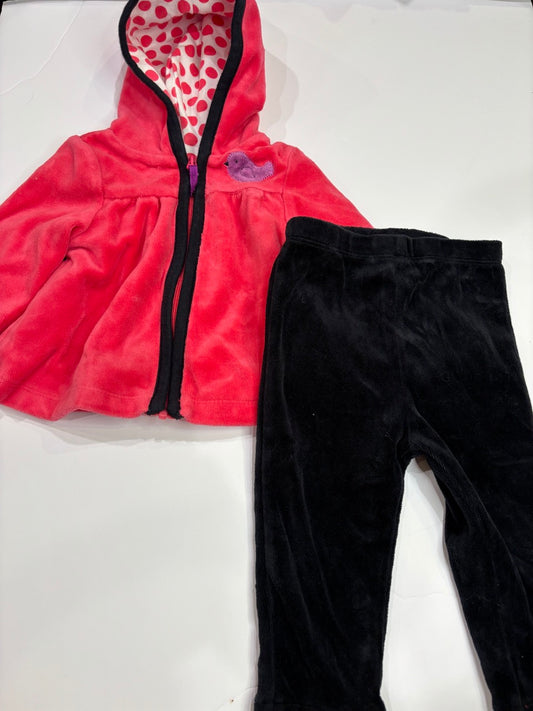 #86A girls 12 mo velour jacket and matching velour pant