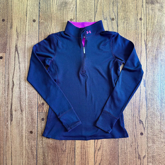 #95 GUC Womens Under Armour Black and Purple Quarter Zip, size S REDUCED