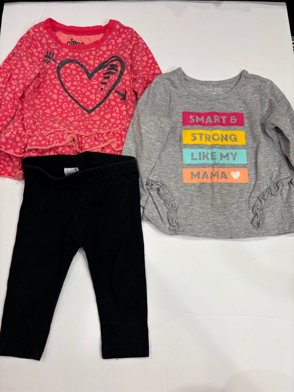 #86A girls 12mo bundle- 2 tops and pants