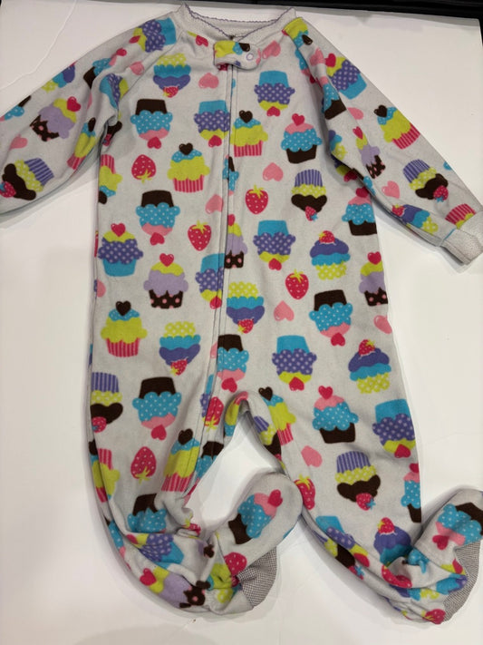 #86A girls 18mo carters cupcake pajamas, fleece