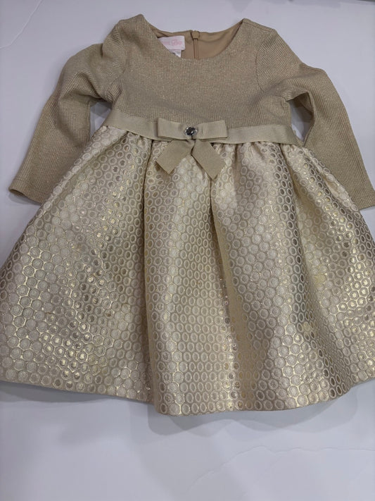 #86A girls 18mo Bonnie baby beautiful gold holiday gown, sparkly