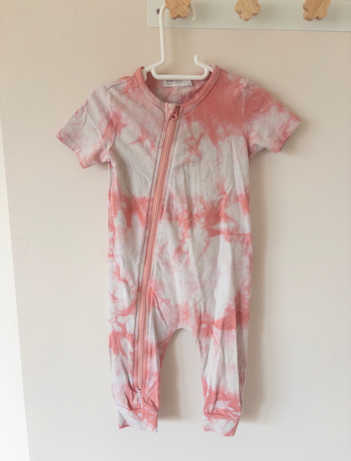 #36- Girls 9 month miles pink tie dye zip up outfit GUC