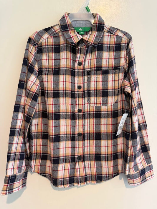 #9 Boys XS (4/5) NWT Navy, Yellow, Red Plaid Button Up Long Sleeve _ Dip