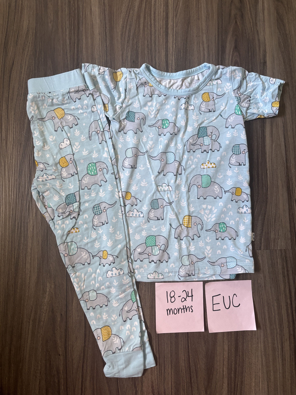 #138 - 18-24 Mo EUC Bamboo (Little Sleepies) Blue Elephant PJs