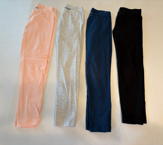 #25 Girls 6T Old Navy set of 4 leggings - light pink, gray, navy blue and black