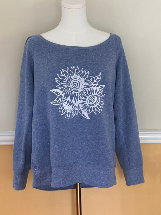 #163 Bella Canvas Blue Sweatshirt with Local Artist Print - fits like Women's M - EUC