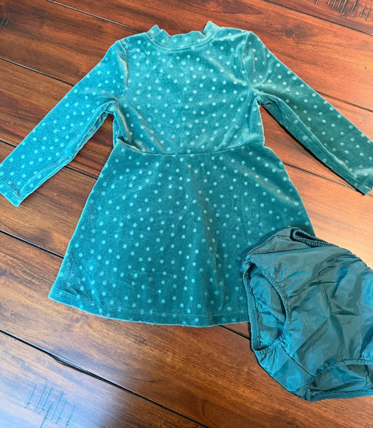 #51 Cat & Jack Girls 18M Velour Polka Dot Dress with Bloomers