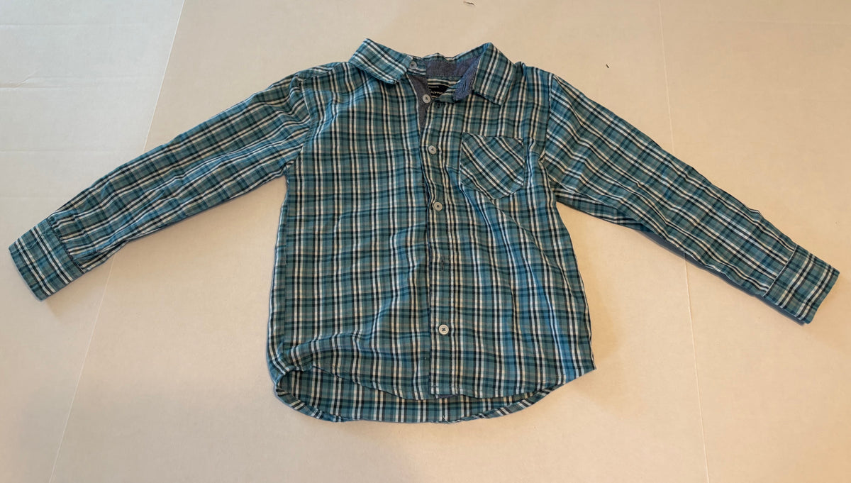 #25 Boys 4T Ben Sherman plaid button up long sleeve shirt