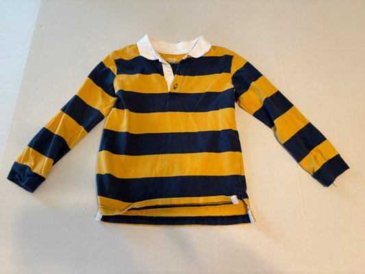 #25 Boys 4T Little Me navy blue/gold striped long sleeve rugby shirt