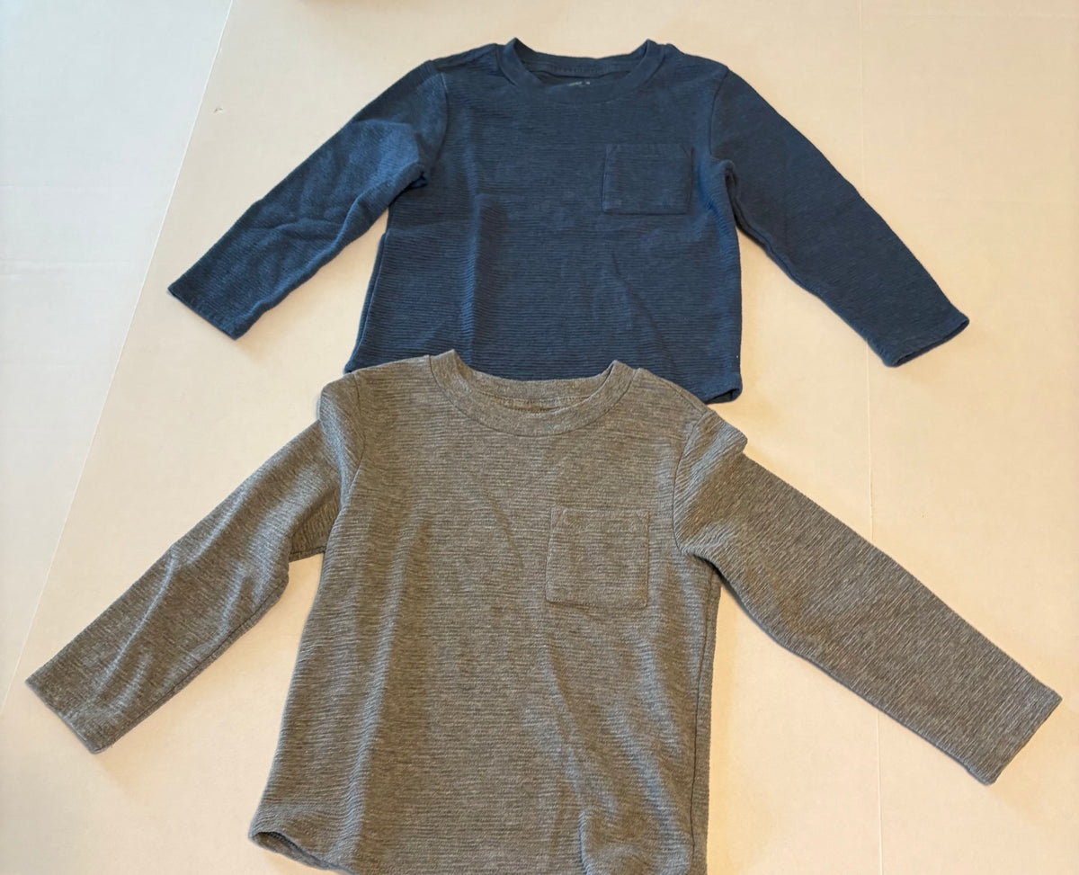 #25 Boys 4T Cat and Jack set of 2 long sleeve shirts with ribbed and pocket detail