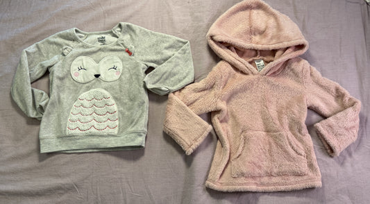 #103 24m/2T Owl Sweatshirt/Pink Hoodie Bundle