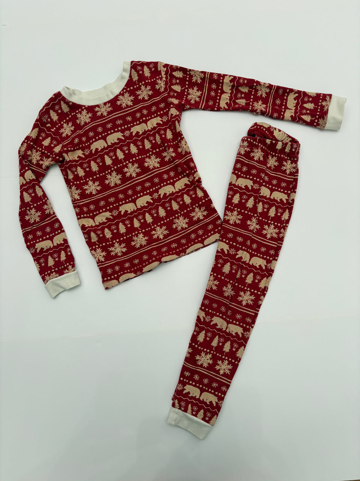 #121 boys/girls 5T Burt's Bees fair isle pajamas, GUC