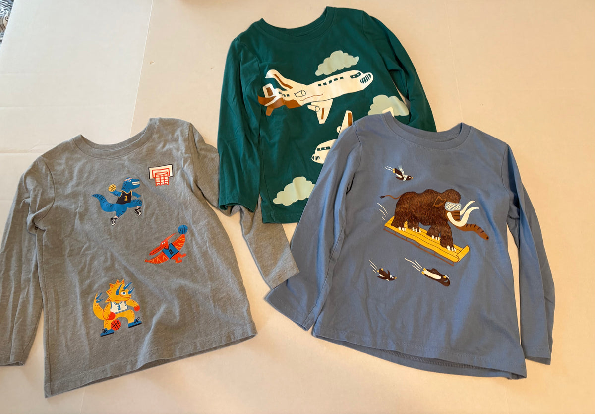 #25 Boys 5T Cat and Jack set of 3 long sleeve t shirts