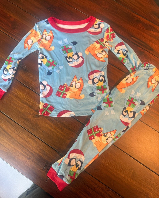 #51 Girls 4T Bluey Christmas Pajamas Minky Fabric