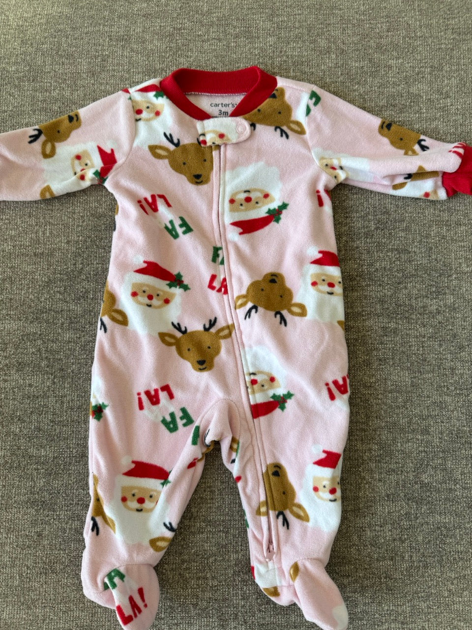Seller #114 Carters Christmas Santa fleece sleeper girls size 3 months
