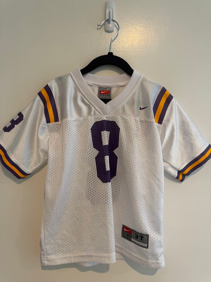 #9 Kids 3T LSU White Football Jersey #8