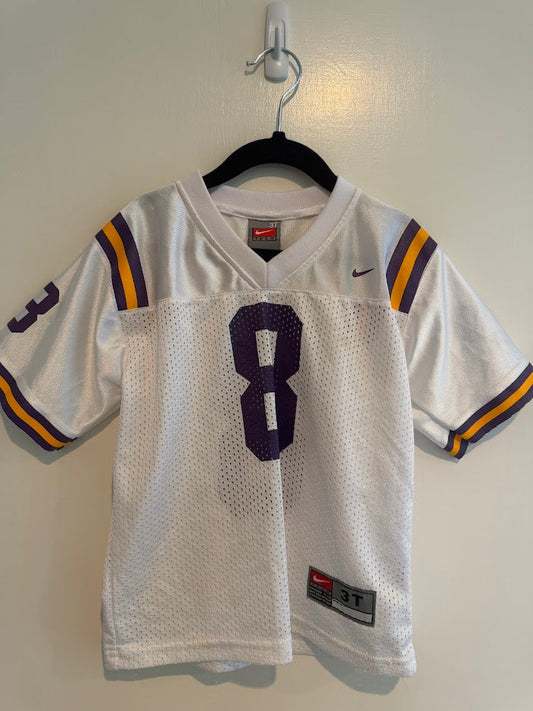 #9 Kids 3T LSU White Football Jersey #8