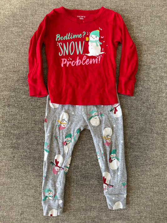 Seller #114 carters 2 piece snowman PJs girls size 18 months