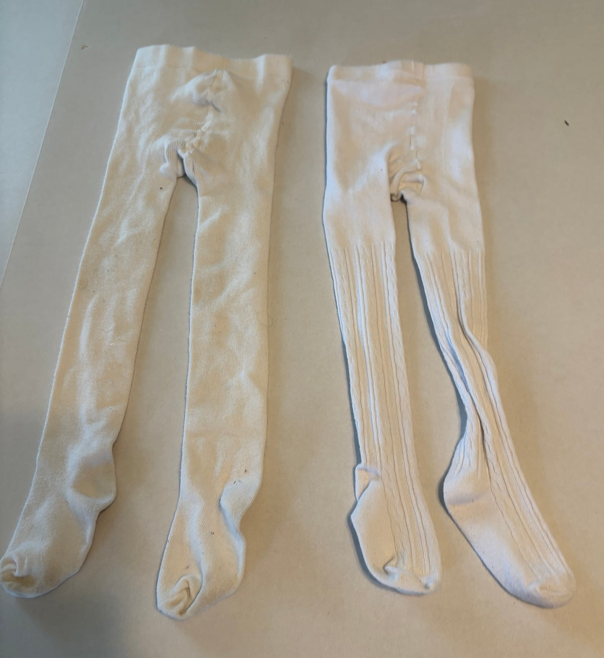 #25 Girls size 4 cotton tights -  left is size 5, right is 2T-4T but both fit like a 4T
