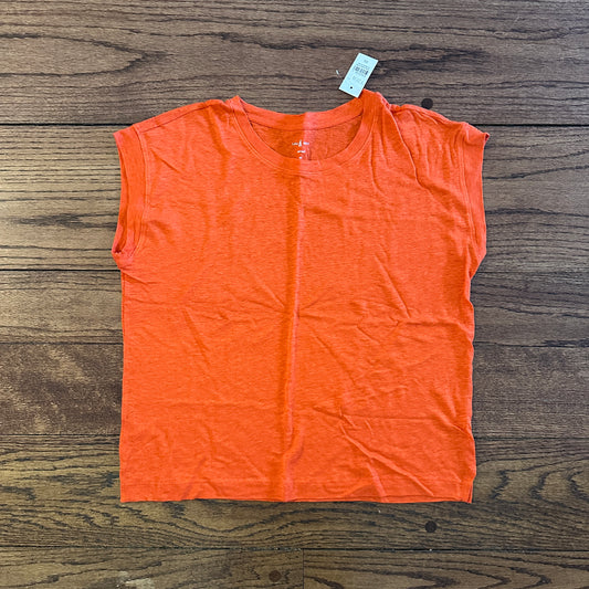 NWT Women's LOFT Lou & Gray Short Sleeve Relaxed Fit Shirt, Tangerine - size XS