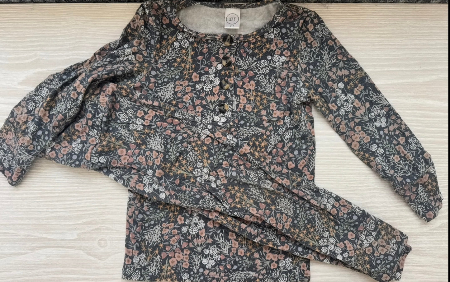 #207 Lou Lou & Co floral two piece set size 2T- light fading