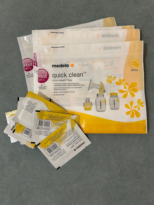Seller 128 - Medela Quick Clean Steam Bags and Wipes