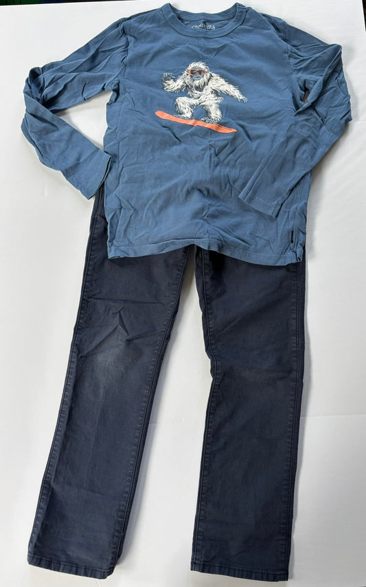 #101 *REDUCED*Crewcuts Yeti Snowboard Shirt Navy Pants Boys Size Medium/8-9