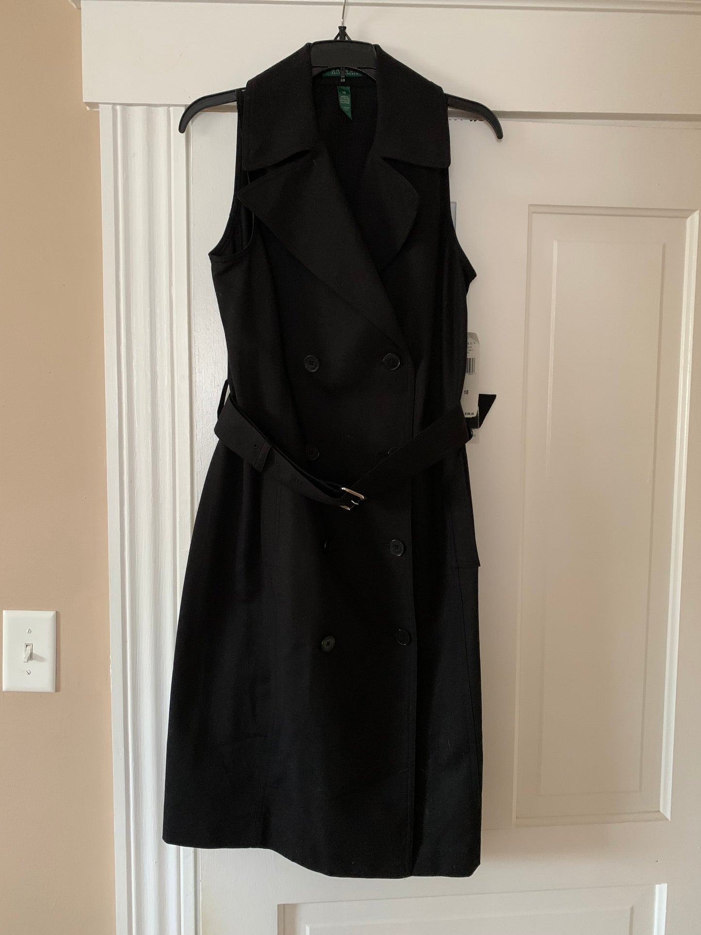 Ralph Lauren Summer Twill Dress w Belt, Black, NWT, Women's Size 10