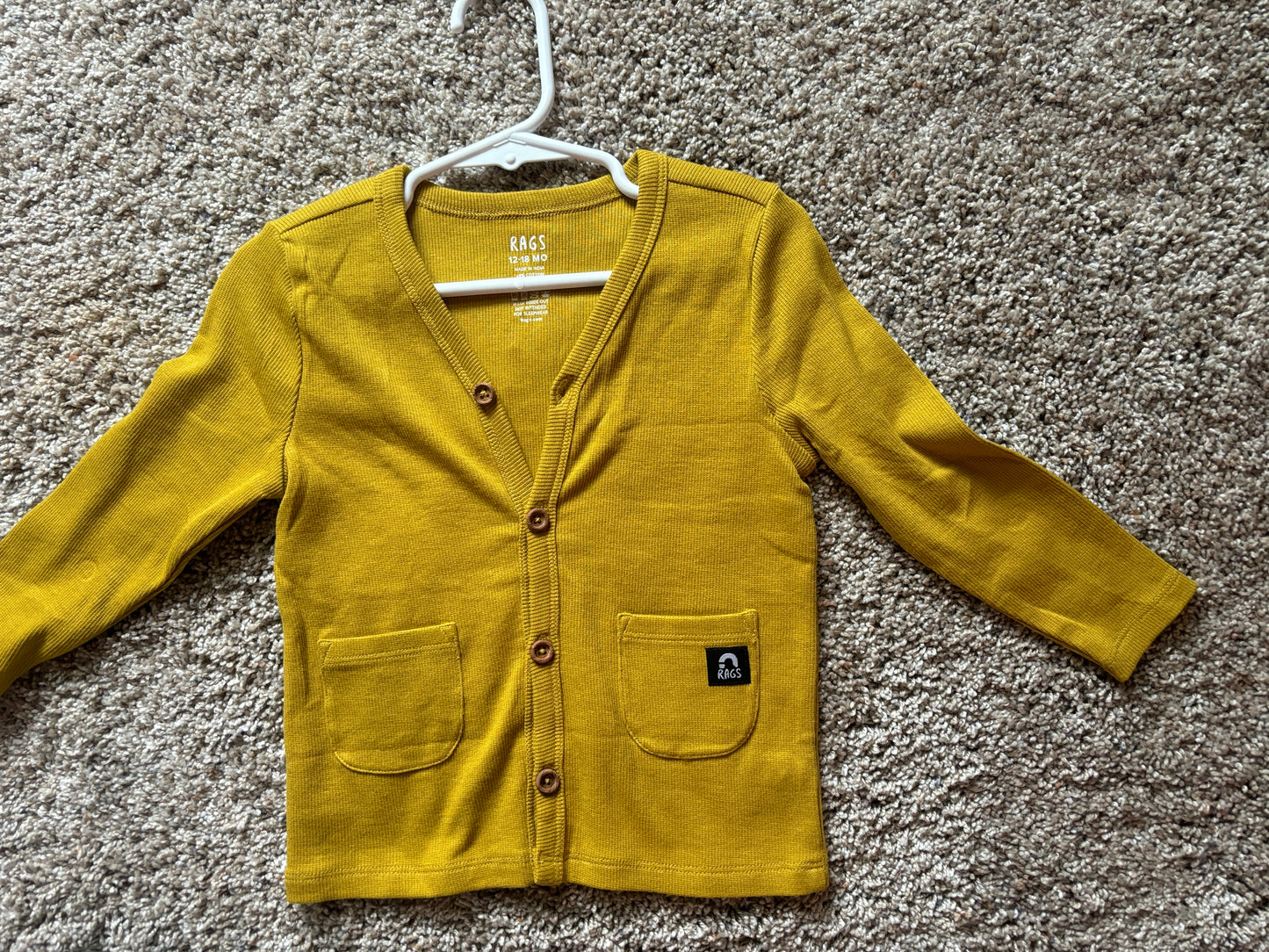 RAGS Yellow Cardigan 12-18 months