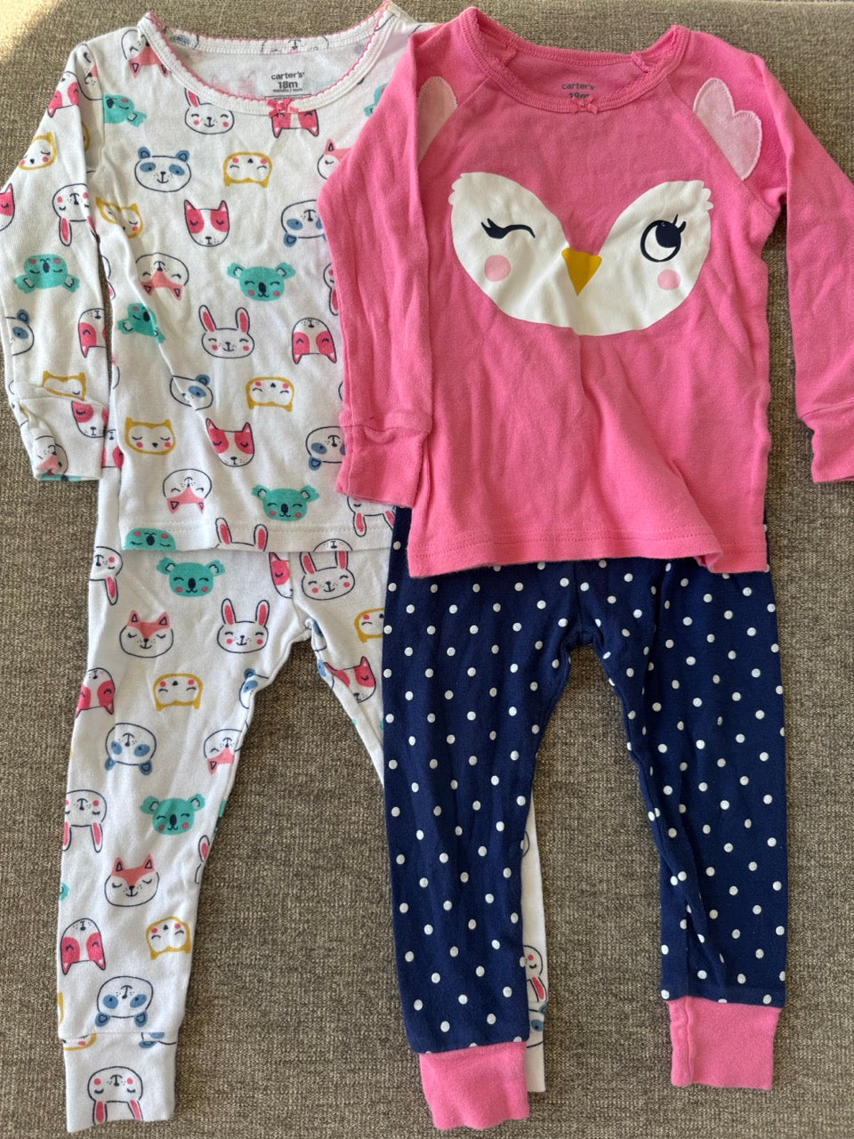Seller #114 Carters 2 piece owl pajamas girls size 18 months