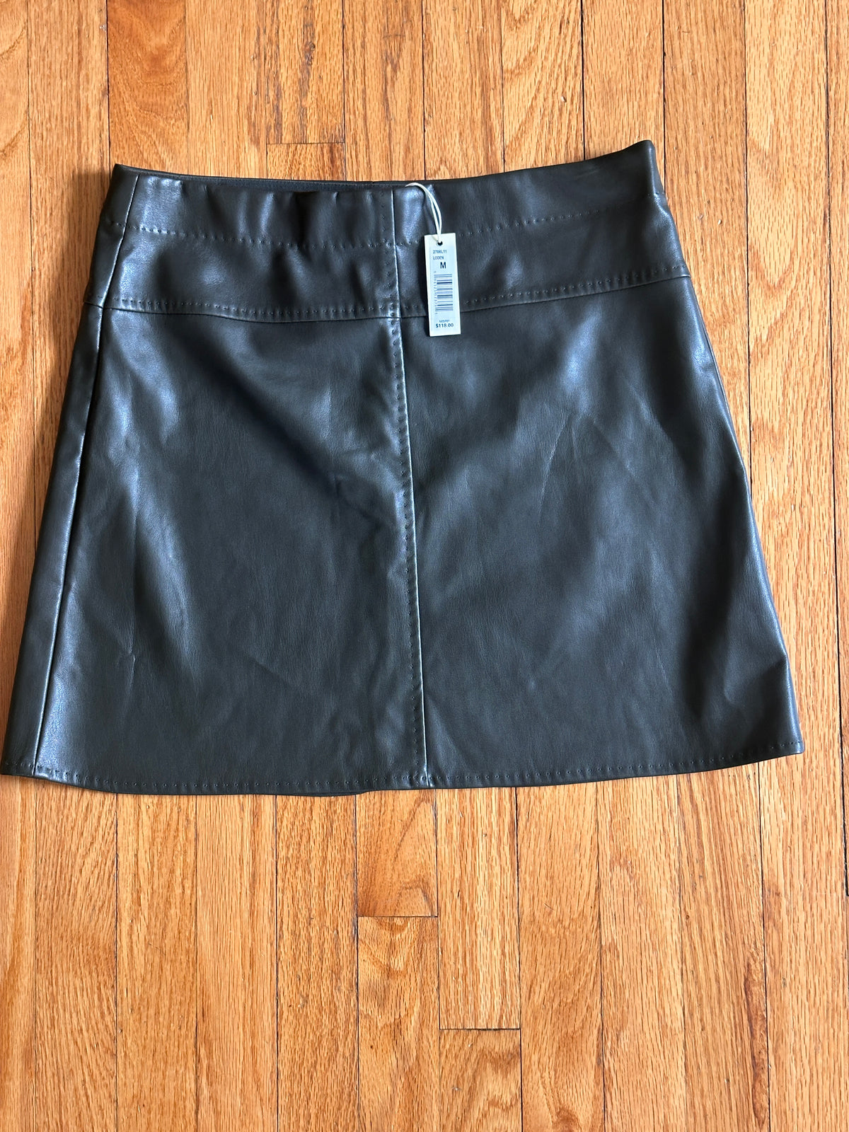 #163 NWT Max Studio Olive Green Faux Leather Miniskirt - Women's M