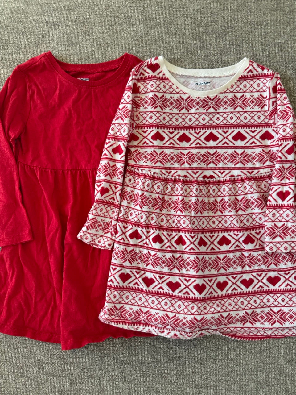 Seller #114 Old Navy Red and heart fair isle print dresses girls size 2T