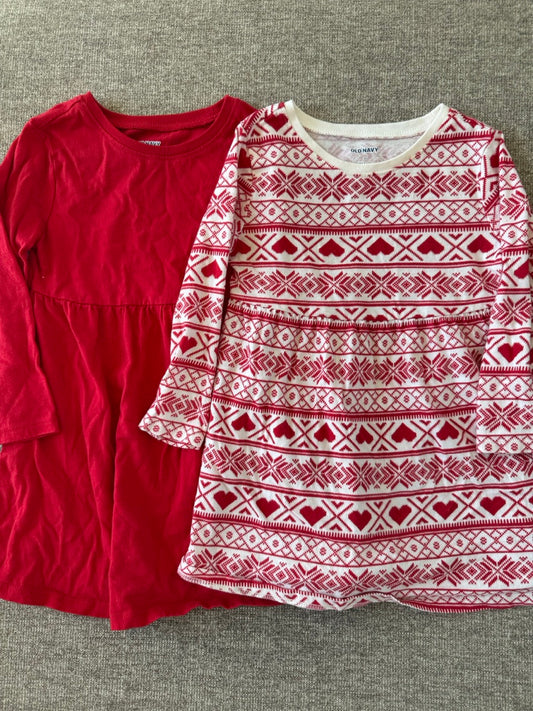Seller #114 Old Navy Red and heart fair isle print dresses girls size 2T