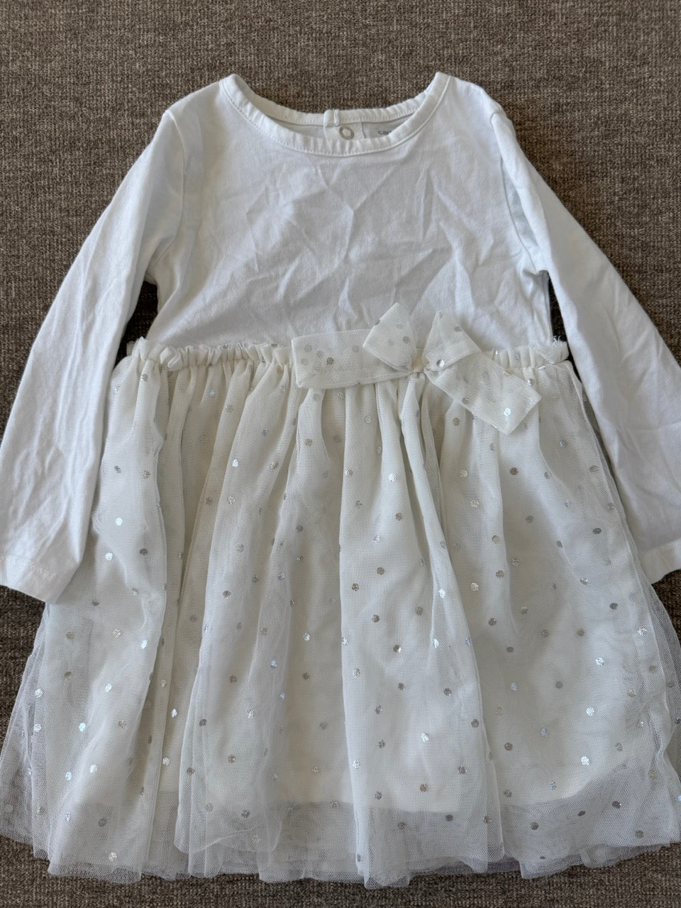 Seller #114 Carters white and silver polka dot dress size 24 months