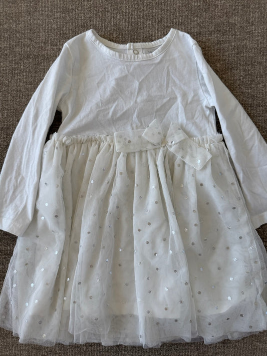 Seller #114 Carters white and silver polka dot dress size 24 months